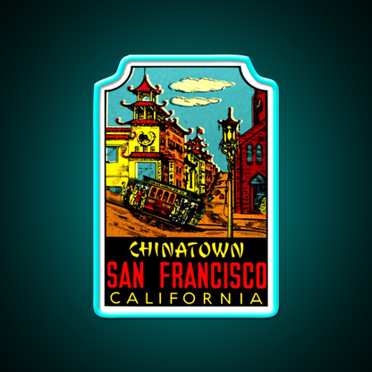 Chinatown San Francisco Vintage Travel Decal Asian Cultural Led Neon Sign Rgb Color - Size and dimension reference