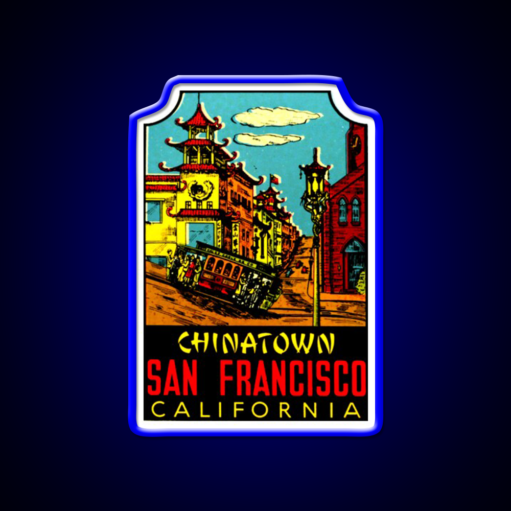 Chinatown San Francisco Vintage Travel Decal Asian Cultural Led Neon Sign Rgb Color - LED neon sign view 5