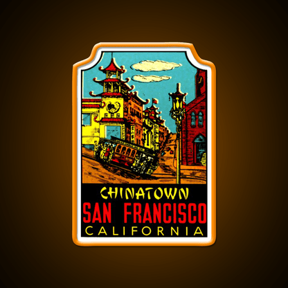 Chinatown San Francisco Vintage Travel Decal Asian Cultural Led Neon Sign Rgb Color - Shineneon