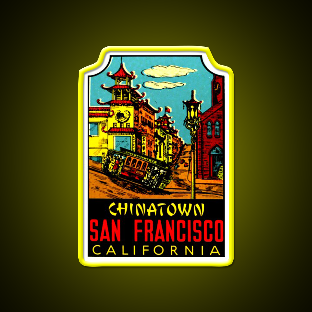 Chinatown San Francisco Vintage Travel Decal Asian Cultural Led Neon Sign Rgb Color - LED neon sign view 7