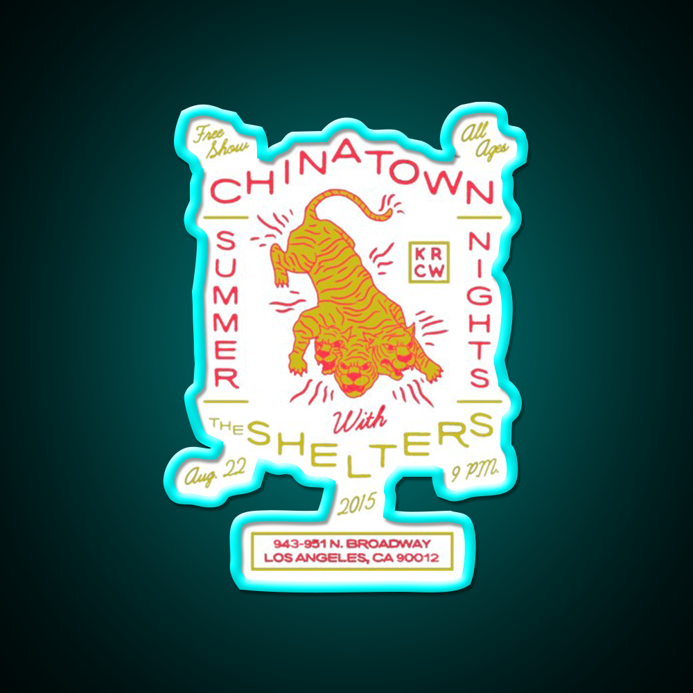 Chinatown Tigers Asian Cultural Led Neon Sign Rgb Color - Size and dimension reference