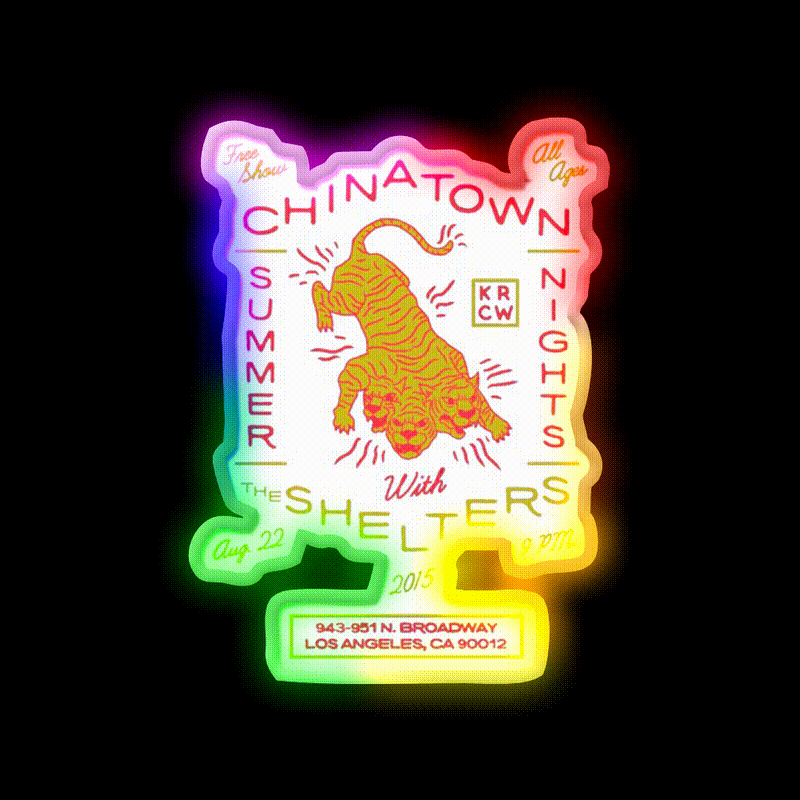 Chinatown Tigers Asian Cultural Led Neon Sign Rgb Color - LED neon sign close-up detail