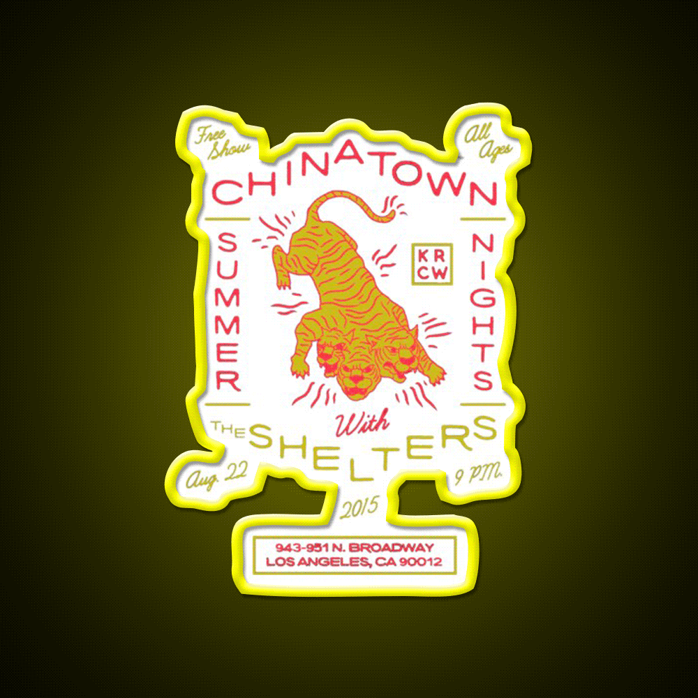 Chinatown Tigers Asian Cultural Led Neon Sign Rgb Color - Custom LED neon sign front view