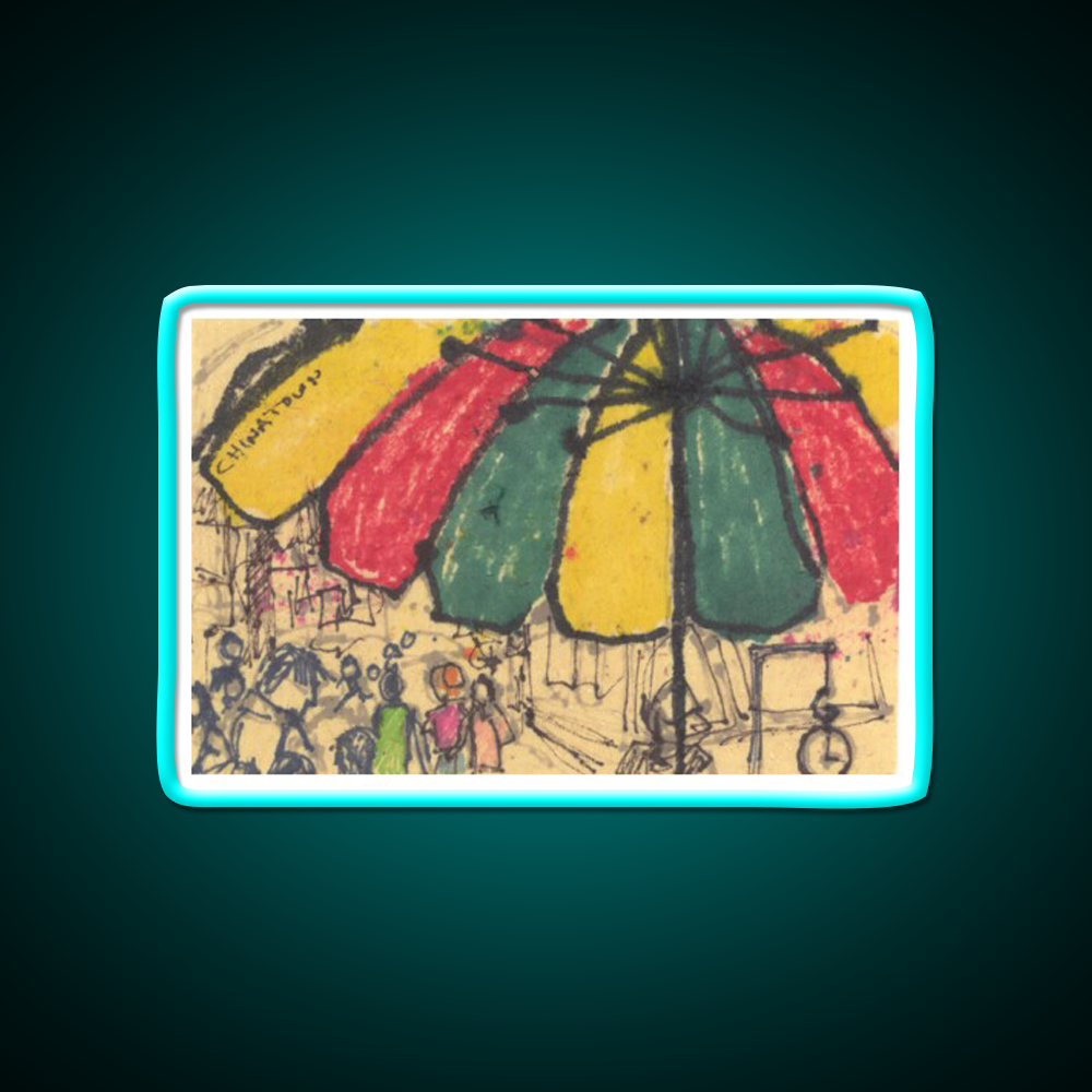 Chinatown Umbrella Asian Cultural Led Neon Sign Rgb Color - Size and dimension reference