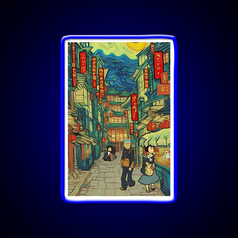 Chinatown Vincent Van Gogh Style Asian Cultural Led Neon Sign Wall Art Rgb Color - LED neon sign view 5