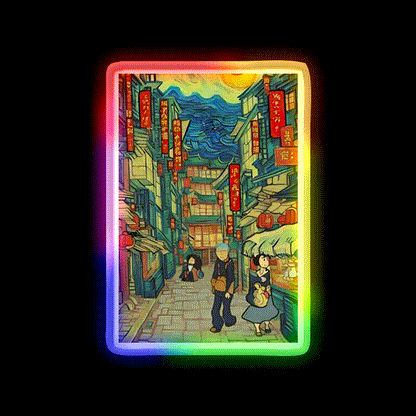 Chinatown Vincent Van Gogh Style Asian Cultural Led Neon Sign Wall Art Rgb Color - LED neon sign close-up detail