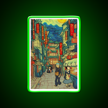 Chinatown Vincent Van Gogh Style Asian Cultural Led Neon Sign Wall Art Rgb Color