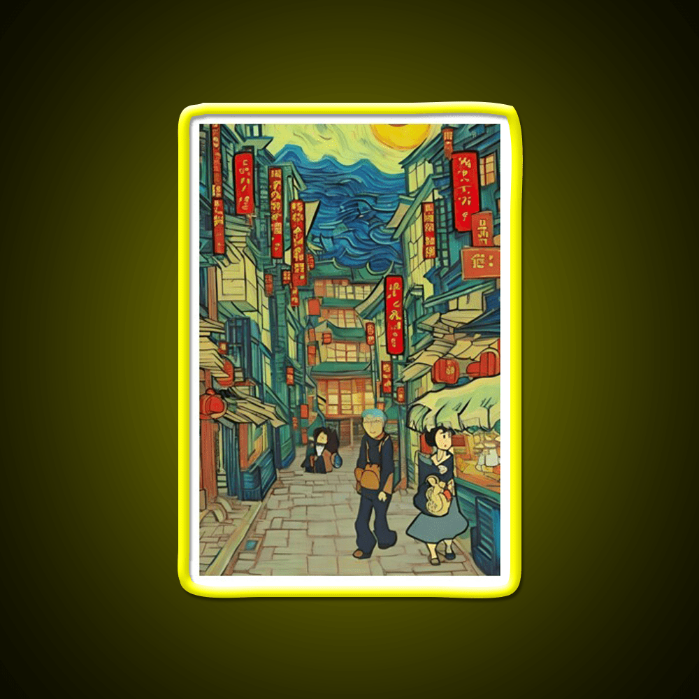 Chinatown Vincent Van Gogh Style Asian Cultural Led Neon Sign Wall Art Rgb Color - Shineneon