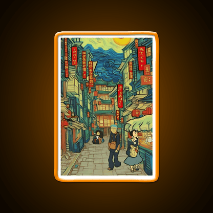 Chinatown Vincent Van Gogh Style Asian Cultural Led Neon Sign Wall Art Rgb Color - Shineneon