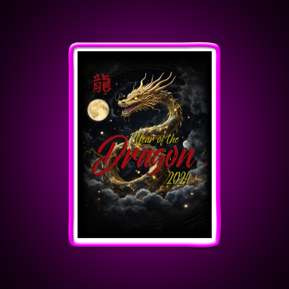 Chinese Asian Zodiac Lunar New Year Asian Cultural Led Neon Sign Rgb Color - Neon sign mounted on wall in room