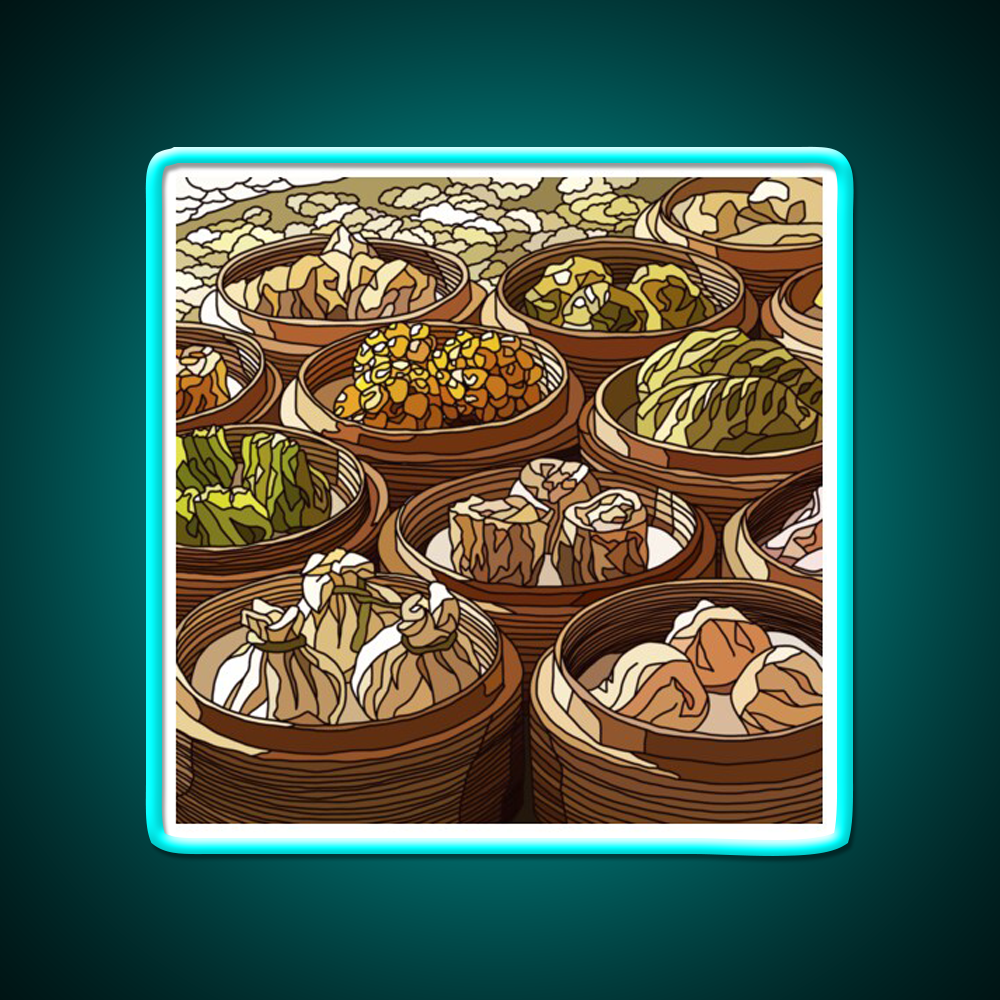 Chinese Dim Sum Dimsum Asian Cultural Led Neon Sign Rgb Color - Size and dimension reference