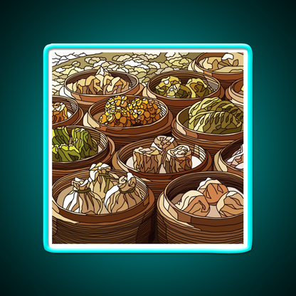 Chinese Dim Sum Dimsum Asian Cultural Led Neon Sign Rgb Color - Size and dimension reference