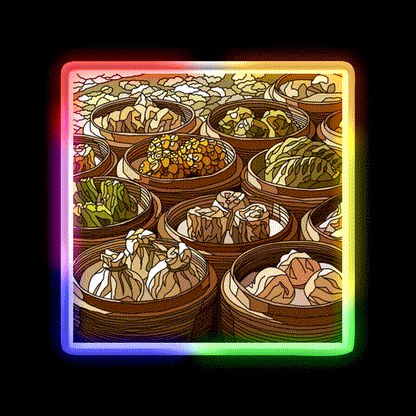 Chinese Dim Sum Dimsum Asian Cultural Led Neon Sign Rgb Color - LED neon sign close-up detail