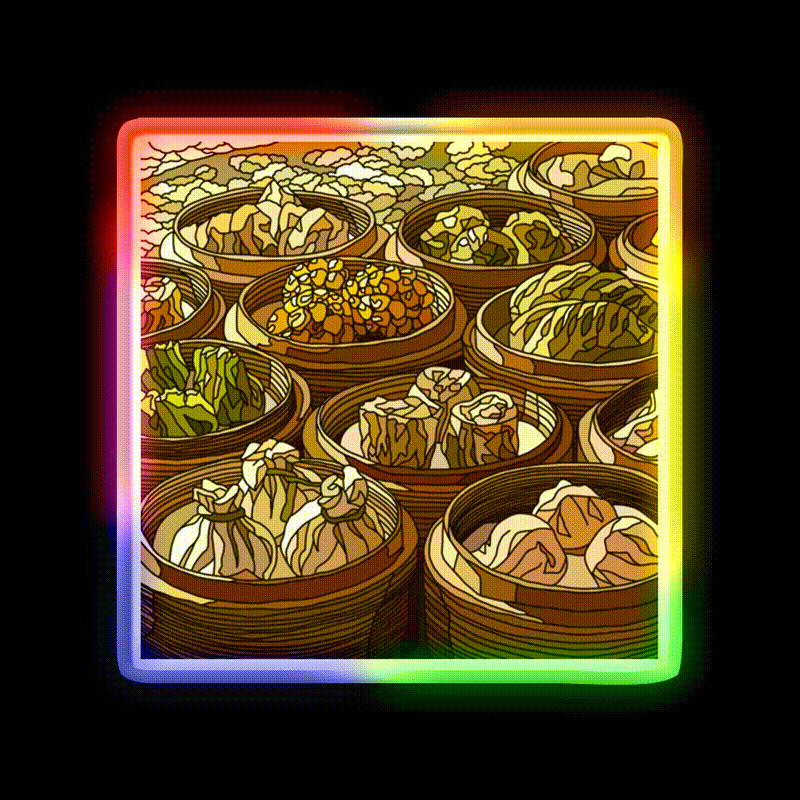 Chinese Dim Sum Dimsum Asian Cultural Led Neon Sign Rgb Color - LED neon sign close-up detail