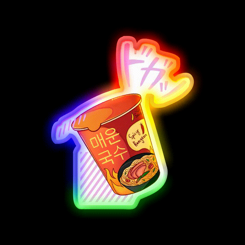 Chinese Food Spicy Ramyeon Led Neon Sign Chinese Food Rgb Color