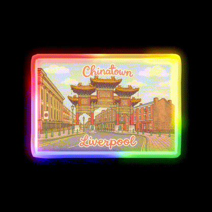 Chinese Gate Chinatown Liverpool Uk Asian Cultural Led Neon Sign Rgb Color - LED neon sign close-up detail