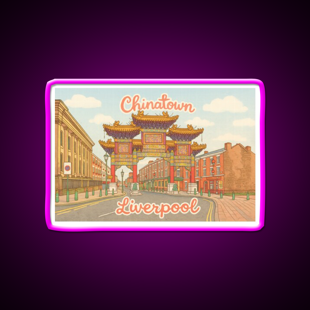 Chinese Gate Chinatown Liverpool Uk Asian Cultural Led Neon Sign Rgb Color - Neon sign mounted on wall in room