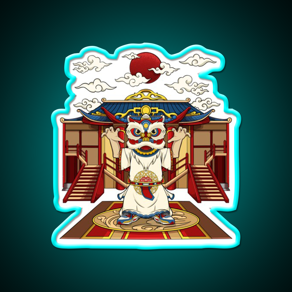 Chinese Lion Dance Asian Cultural Led Neon Sign Rgb Color - Size and dimension reference