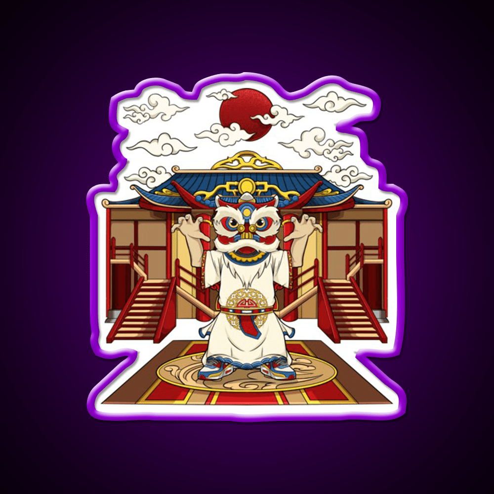Chinese Lion Dance Asian Cultural Led Neon Sign Rgb Color - Shineneon