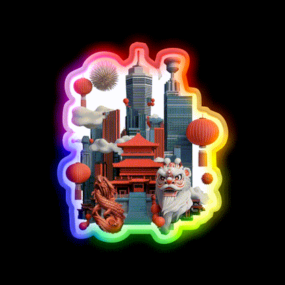 Chinese New Year Lunar New Year Lucky Red Asian Cultural Led Neon Sign Rgb Color - LED neon sign close-up detail
