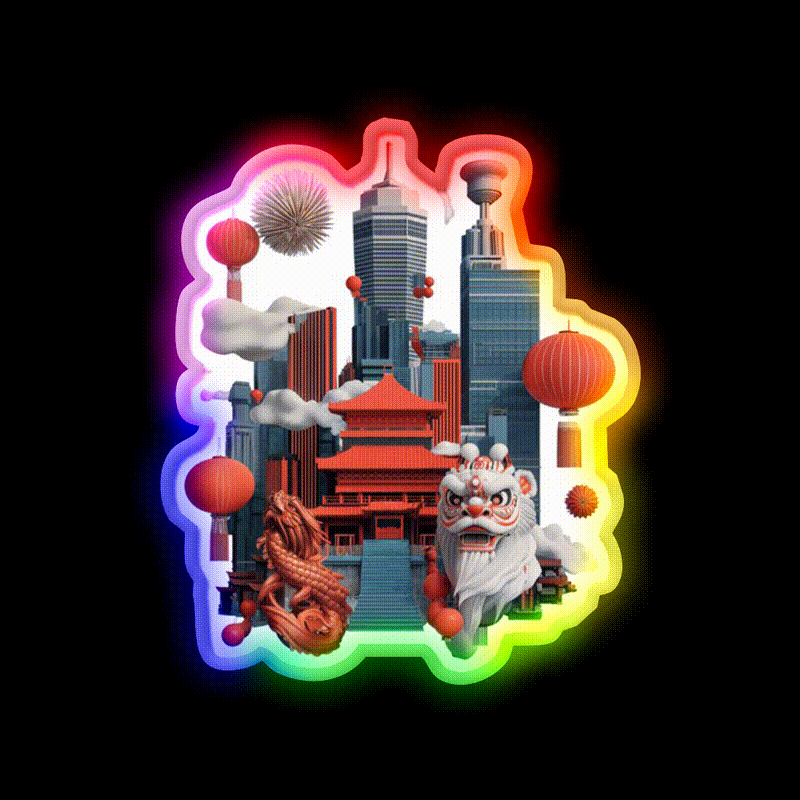 Chinese New Year Lunar New Year Lucky Red Asian Cultural Led Neon Sign Rgb Color - LED neon sign close-up detail