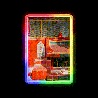Chinese Street Temple Shrine Candles Asian Cultural Led Neon Sign Rgb Color - LED neon sign close-up detail