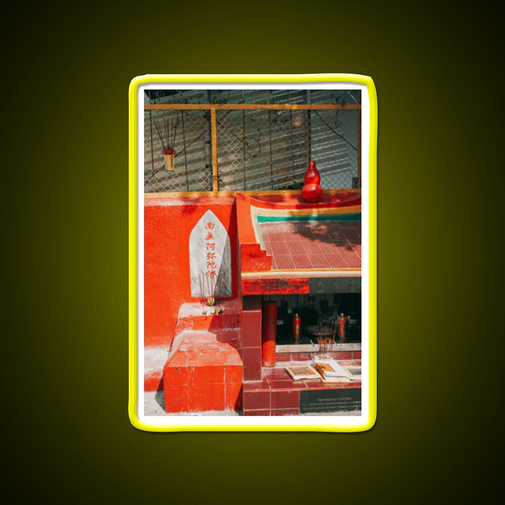 Chinese Street Temple Shrine Candles Asian Cultural Led Neon Sign Rgb Color - Custom LED neon sign front view