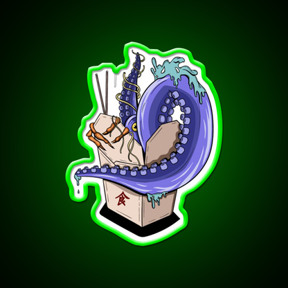 Chinese Take Away Cartoon Illustration Led Neon Sign Chinese Food Rgb Color