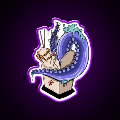 Chinese Take Away Cartoon Illustration Led Neon Sign Chinese Food Rgb Color