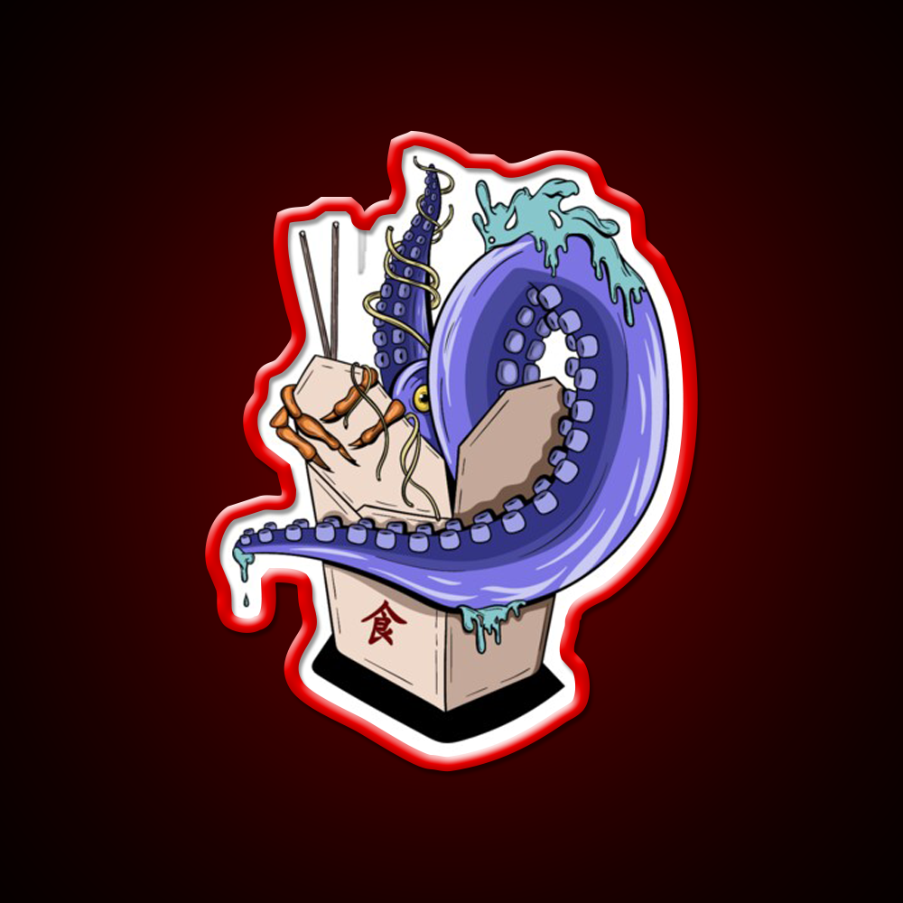 Chinese Take Away Cartoon Illustration Led Neon Sign Chinese Food Rgb Color