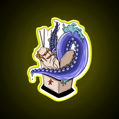 Chinese Take Away Cartoon Illustration Led Neon Sign Chinese Food Rgb Color