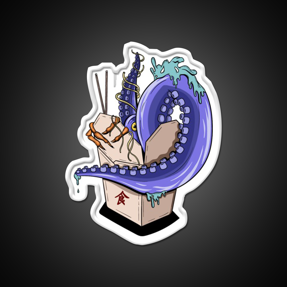 Chinese Take Away Cartoon Illustration Led Neon Sign Chinese Food Rgb Color