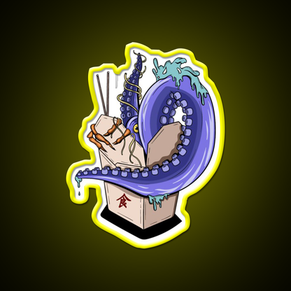 Chinese Take Away Cartoon Illustration Led Neon Sign Chinese Food Rgb Color