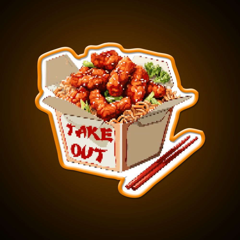 Chinese Take Out Pixel Art Fast Food Led Neon Sign For Burger Place Rgb Color