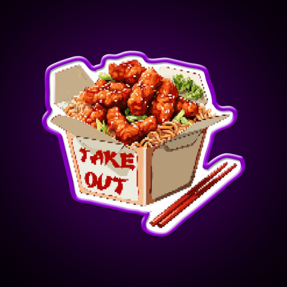 Chinese Take Out Pixel Art Fast Food Led Neon Sign For Burger Place Rgb Color