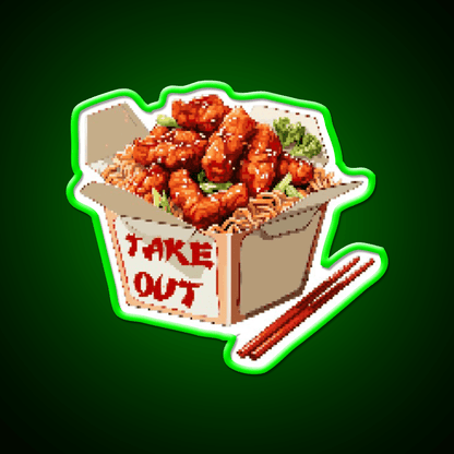 Chinese Take Out Pixel Art Fast Food Led Neon Sign For Burger Place Rgb Color - Shineneon