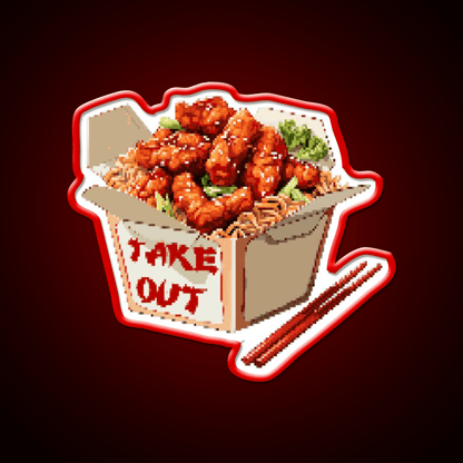 Chinese Take Out Pixel Art Fast Food Led Neon Sign For Burger Place Rgb Color - Shineneon