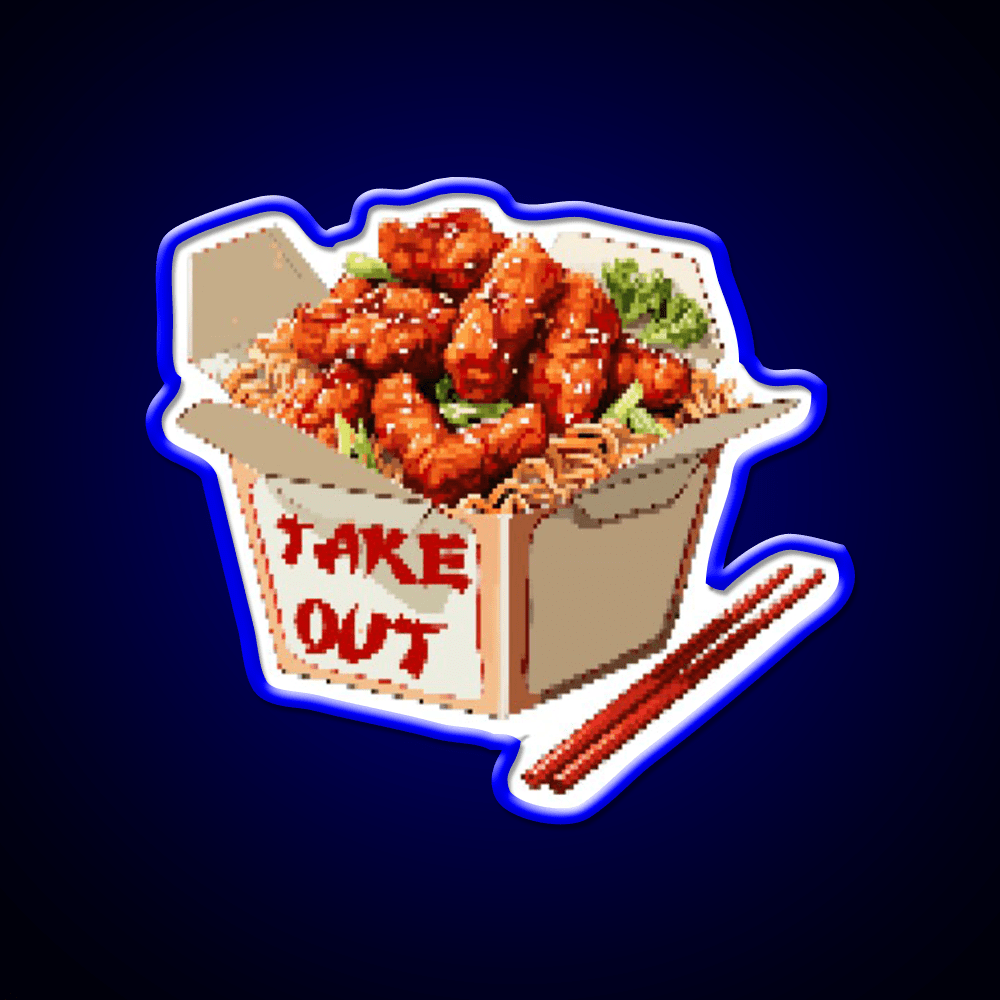 Chinese Take Out Pixel Art Fast Food Led Neon Sign For Burger Place Rgb Color - Shineneon