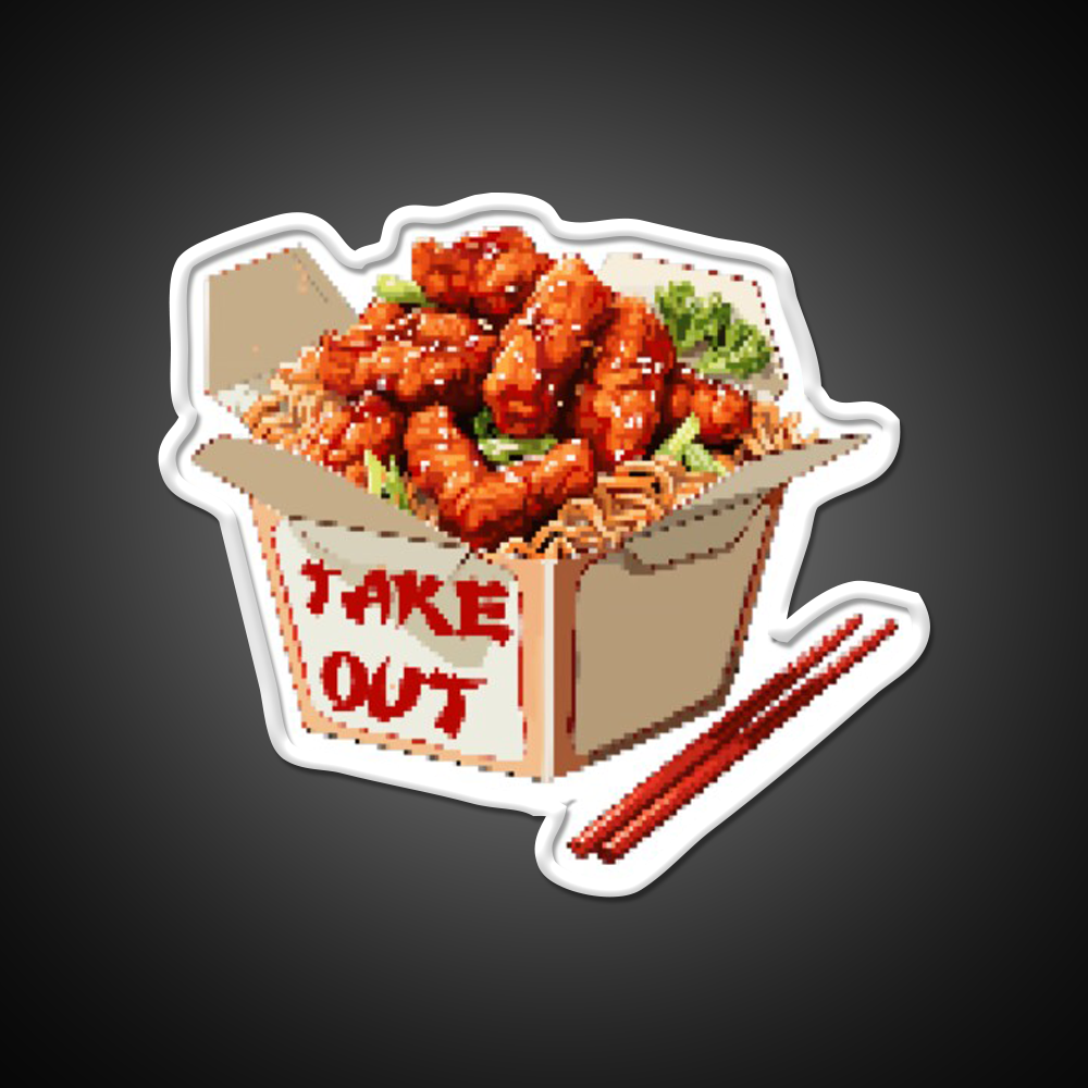 Chinese Take Out Pixel Art Fast Food Led Neon Sign For Burger Place Rgb Color