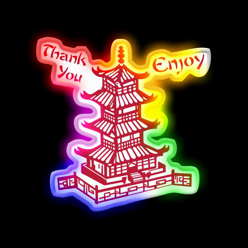 Chinese Takeaway Pagoda Enjoy Led Neon Sign Chinese Food Rgb Color