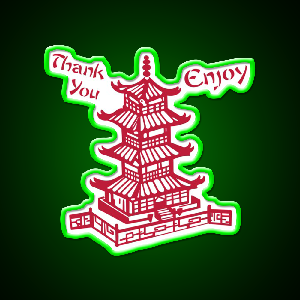 Chinese Takeaway Pagoda Enjoy Led Neon Sign Chinese Food Rgb Color