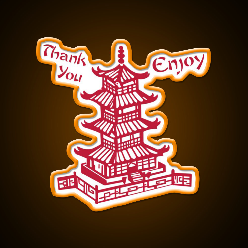 Chinese Takeaway Pagoda Enjoy Led Neon Sign Chinese Food Rgb Color