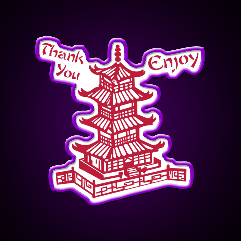 Chinese Takeaway Pagoda Enjoy Led Neon Sign Chinese Food Rgb Color