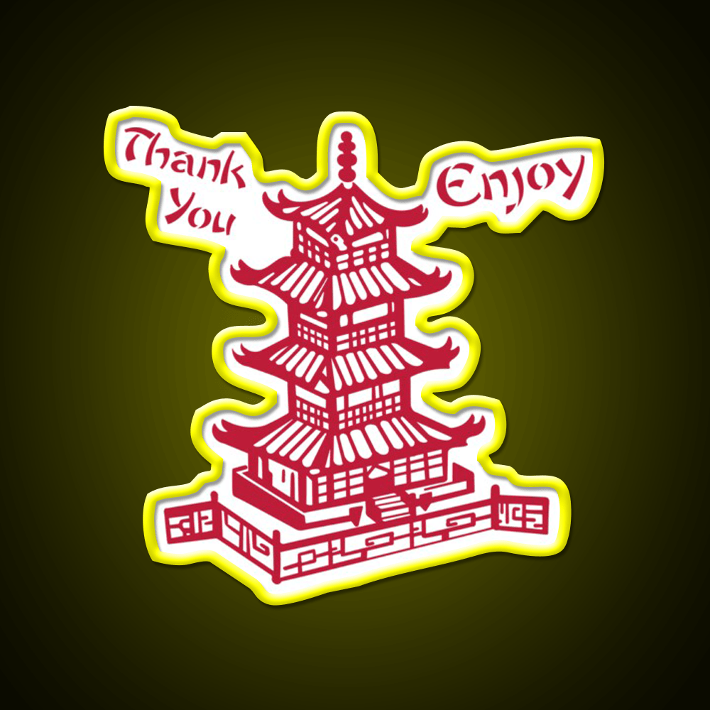 Chinese Takeaway Pagoda Enjoy Led Neon Sign Chinese Food Rgb Color - Shineneon
