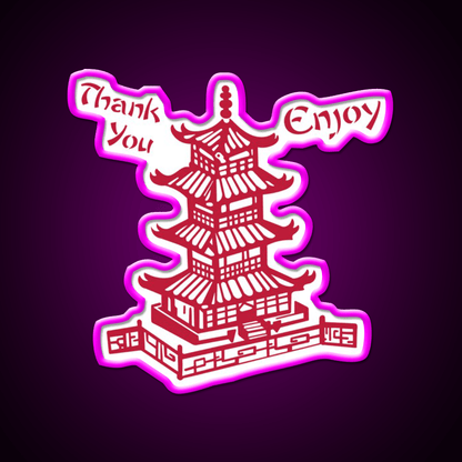 Chinese Takeaway Pagoda Enjoy Led Neon Sign Chinese Food Rgb Color - Shineneon