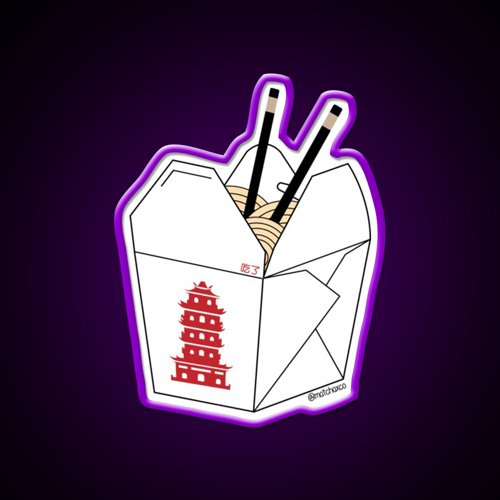 Chinese Takeout Box Led Neon Sign Chinese Food Wall Art Rgb Color - Shineneon