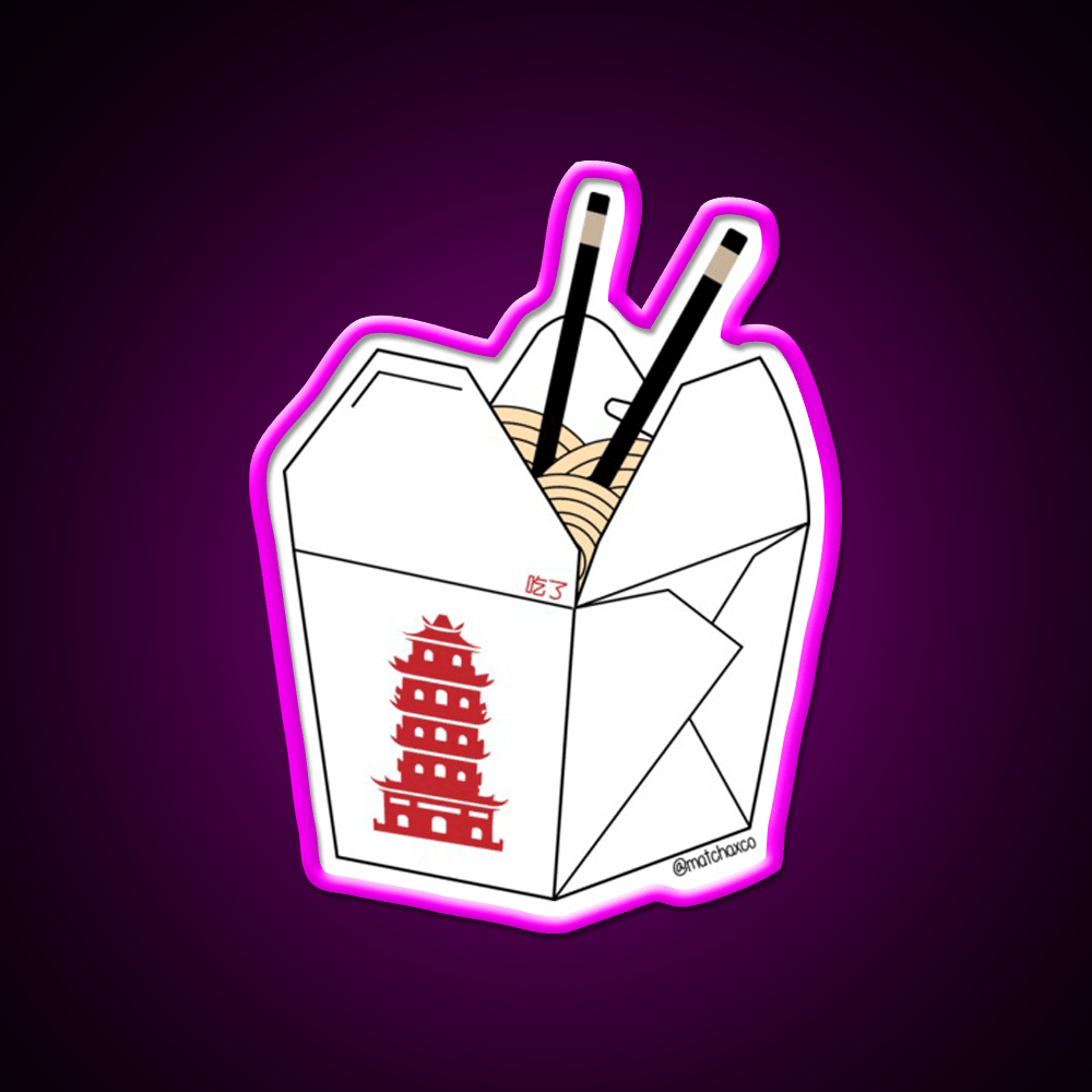Chinese Takeout Box Led Neon Sign Chinese Food Wall Art Rgb Color - Shineneon