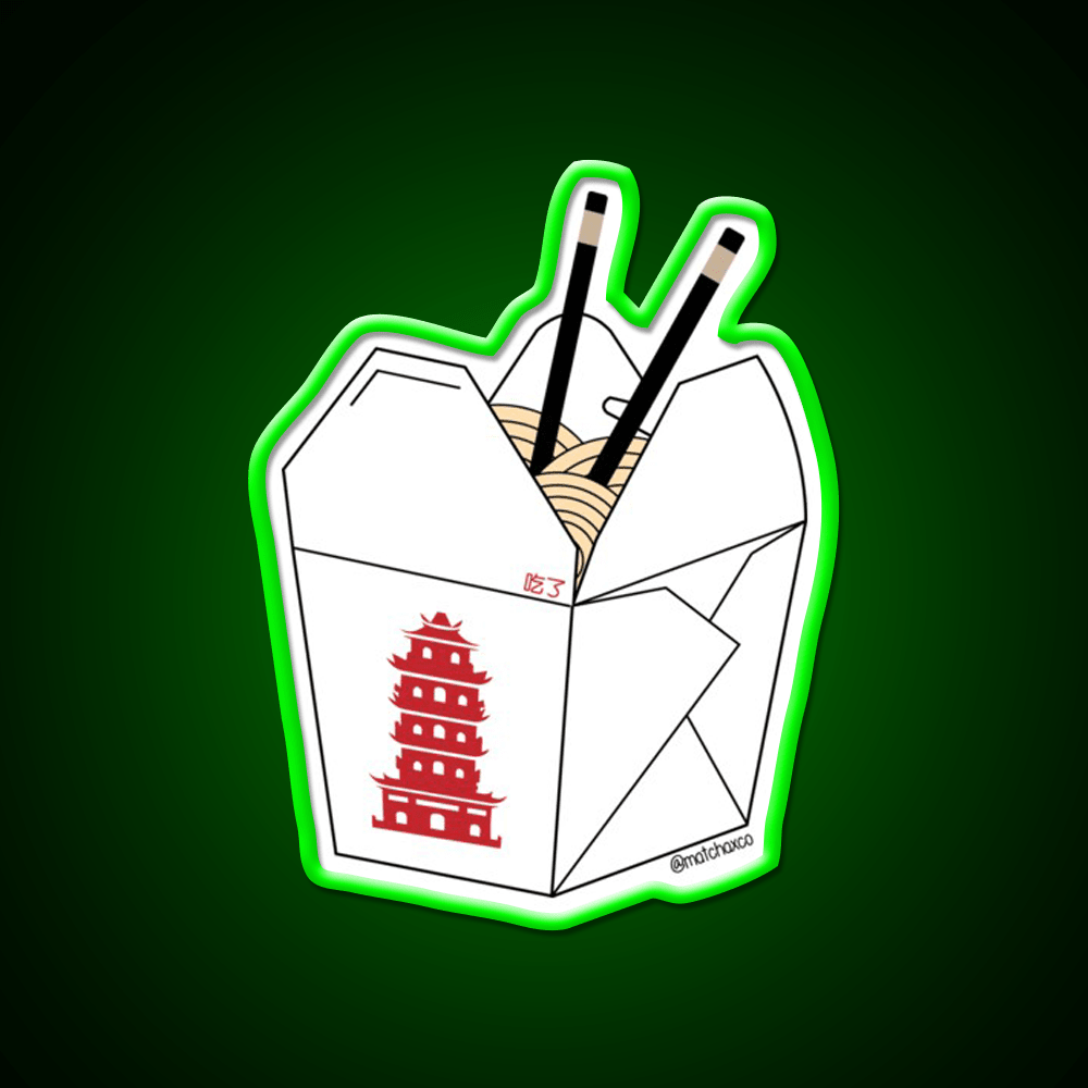 Chinese Takeout Box Led Neon Sign Chinese Food Wall Art Rgb Color - Shineneon