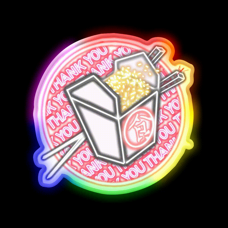 Chinese Takeout Thank You Led Neon Sign Chinese Food Rgb Color