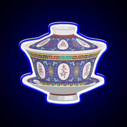 Chinese Traditional Porcelain Tea Cup With Lid Led Neon Sign Chinese Food Rgb Color